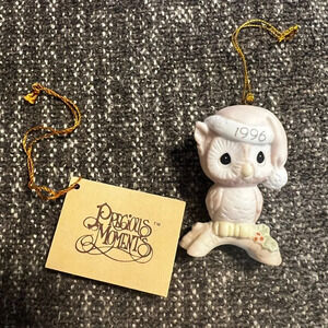 Precious Moments 1996 “Owl Be Home For Christmas” Porcelain Ornament